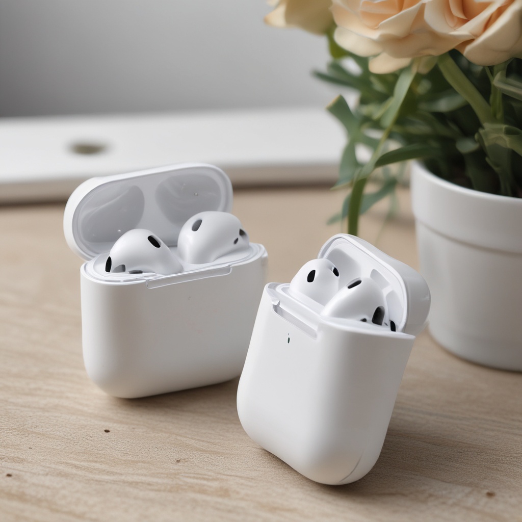 AirPods next to their case