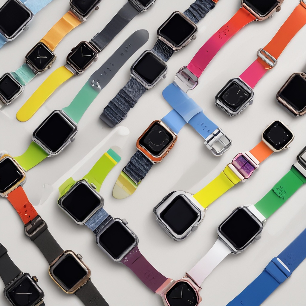Apple Watch with various band colors available